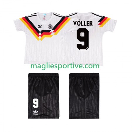 Completo Calcio Germania VOLLER 9 Retro Bambino Divisa Prima 1990